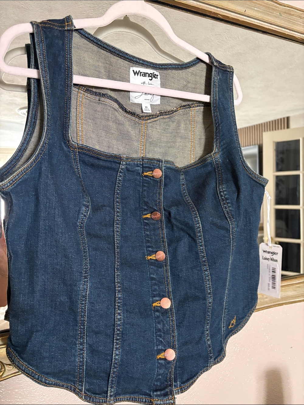 Wrangler Dark Blue Denim Button-Front Tank Top